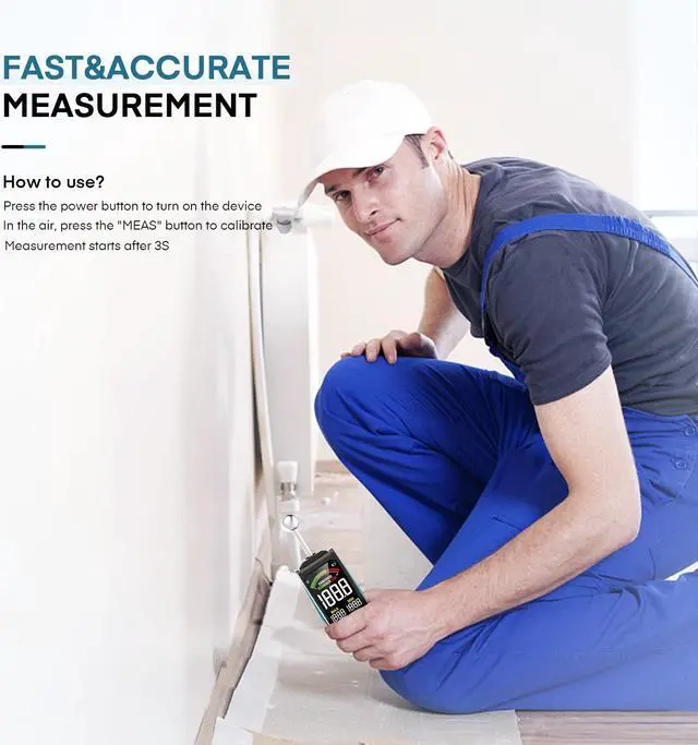 Alt view image 5 of 7 - DURFICST Pinless Moisture Meter, 3" Colour HD Large Screen Moisture Meter with Cloth Bag, 20-40mm Depth Moisture Meter for Walls, for All Building Materials, Wood, Wall, Plaster, Masonry
