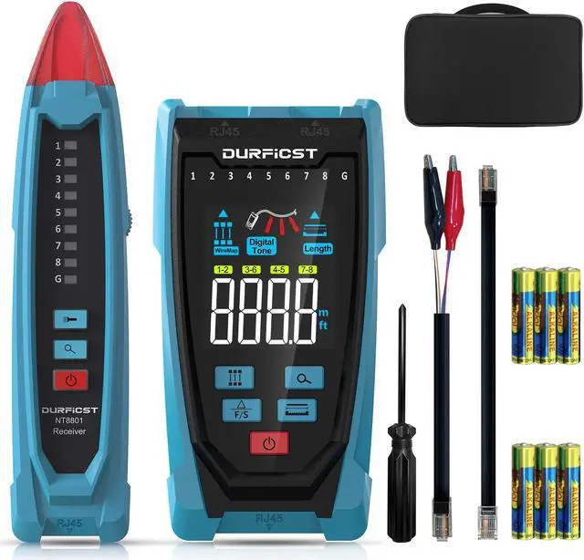 Main image of DURFICST Network Cable Tester, NT8801 Ethernet Cable Tester, Fault Distance Location and Cable Length Test with TDR Technology, 2.5" Color Screen RJ45 RJ11 Network Tester with Cloth Bag