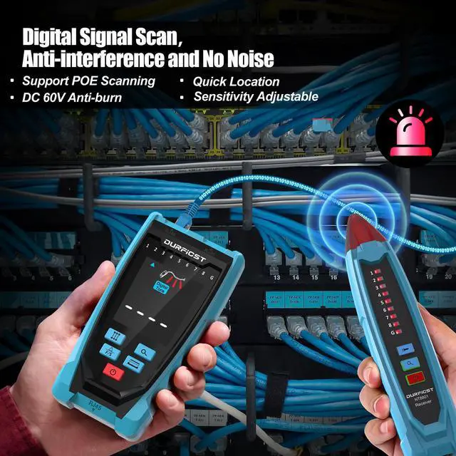 Alt view image 3 of 7 - DURFICST Network Cable Tester, NT8801 Ethernet Cable Tester, Fault Distance Location and Cable Length Test with TDR Technology, 2.5" Color Screen RJ45 RJ11 Network Tester with Cloth Bag