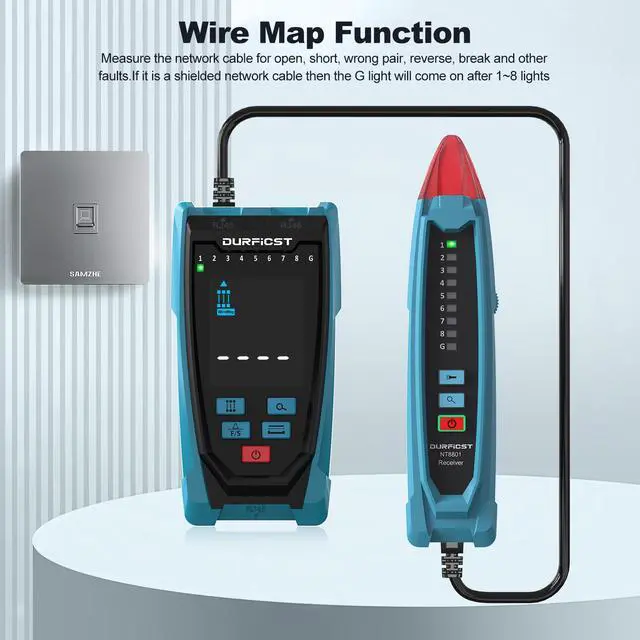 Alt view image 5 of 7 - DURFICST Network Cable Tester, NT8801 Ethernet Cable Tester, Fault Distance Location and Cable Length Test with TDR Technology, 2.5" Color Screen RJ45 RJ11 Network Tester with Cloth Bag