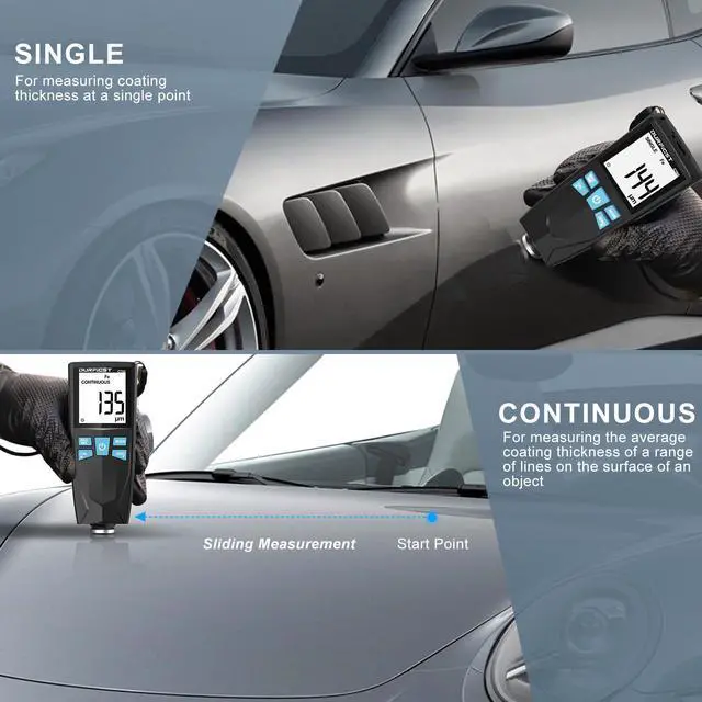Alt view image 6 of 7 - DURFICST Paint Thickness Gauge, Coating Thickness Gauge for Cars, High Contrast Backlit LCD Display, with Auto Digital Calibration and Data Hold, Paint Thickness Tester, Fe/NFe Automatic Detection