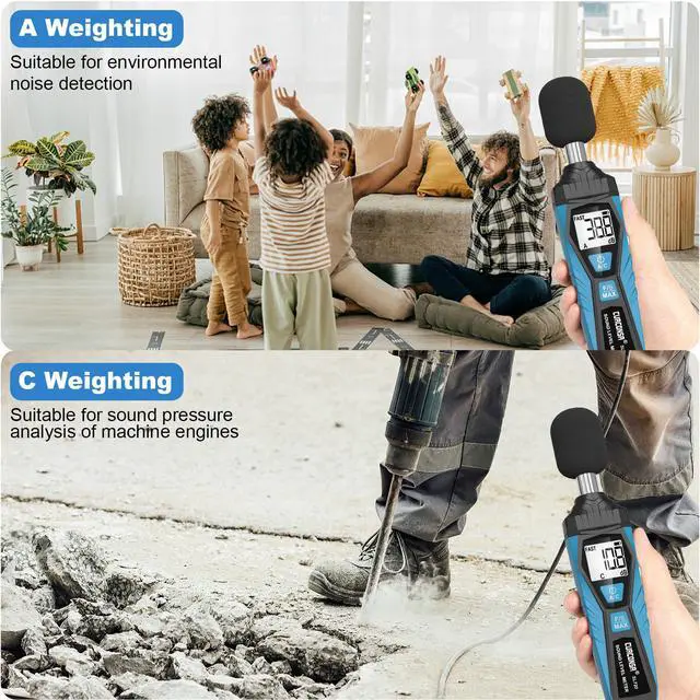 Alt view image 2 of 6 - CURCONSA Decibel Meter, SPL Meter, Portable Sound Level Meter, 30dB to 130dB, LCD Display, Suitable for Homes, Factories and Streets (blue)