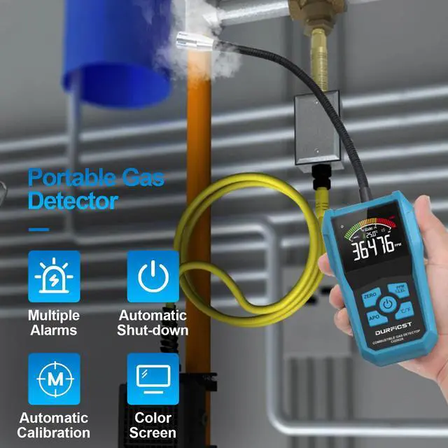 Alt view image 3 of 7 - DURFICST Natural Gas Detector, Portable Gas Detector, Alarmable Gas Sniffer for Home Measuring Natural Gas, Coal Gas and Other Combustible Gases, Suitable for Kitchen Mobile Caravan Gas Station