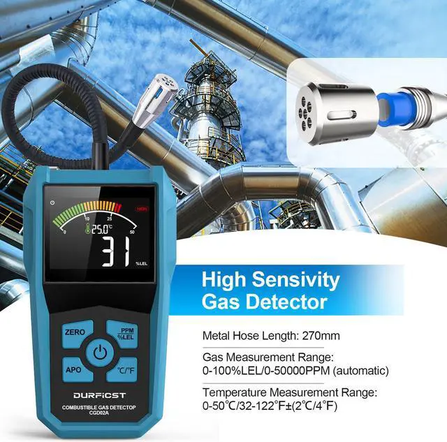 Alt view image 4 of 7 - DURFICST Natural Gas Detector, Portable Gas Detector, Alarmable Gas Sniffer for Home Measuring Natural Gas, Coal Gas and Other Combustible Gases, Suitable for Kitchen Mobile Caravan Gas Station