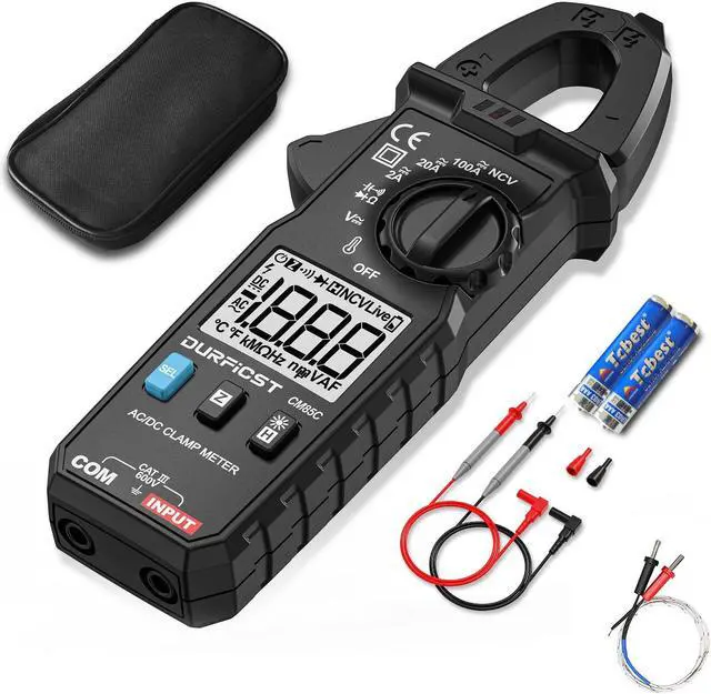 Main image of DURFICST Clamp Meter Multimeter Tester, Digital Portable AC DC Clamp Meters with Amp, Volt, Ohm, Continuity, Diode and Resistance Test, High Precision, Auto Range 100A 600V
