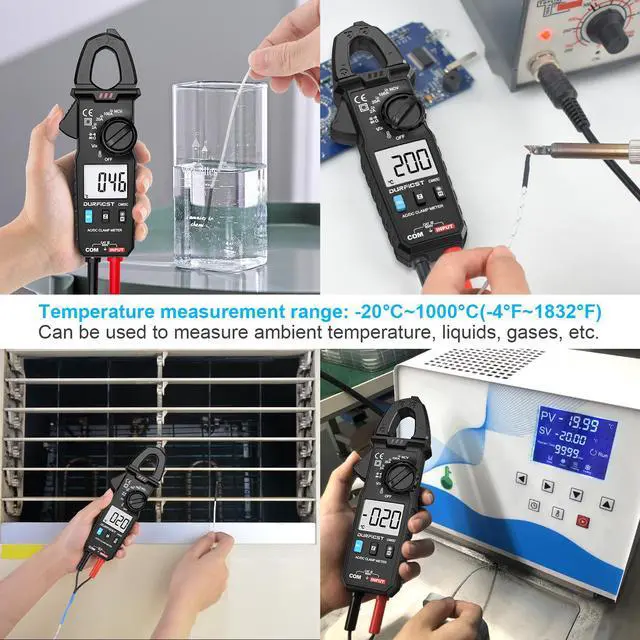 Alt view image 3 of 7 - DURFICST Clamp Meter Multimeter Tester, Digital Portable AC DC Clamp Meters with Amp, Volt, Ohm, Continuity, Diode and Resistance Test, High Precision, Auto Range 100A 600V