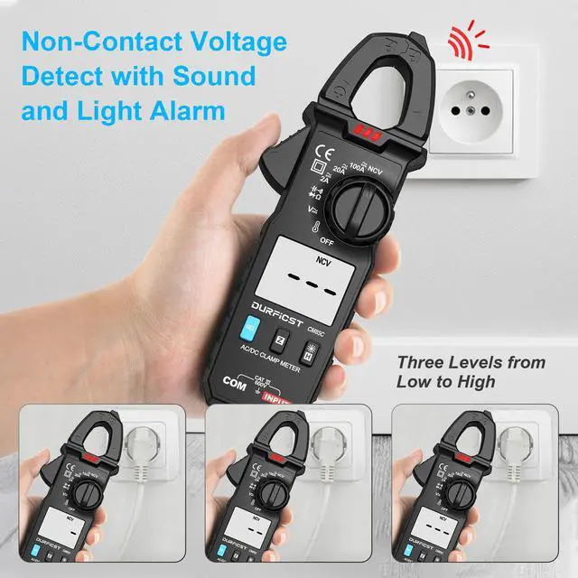 Alt view image 6 of 7 - DURFICST Clamp Meter Multimeter Tester, Digital Portable AC DC Clamp Meters with Amp, Volt, Ohm, Continuity, Diode and Resistance Test, High Precision, Auto Range 100A 600V