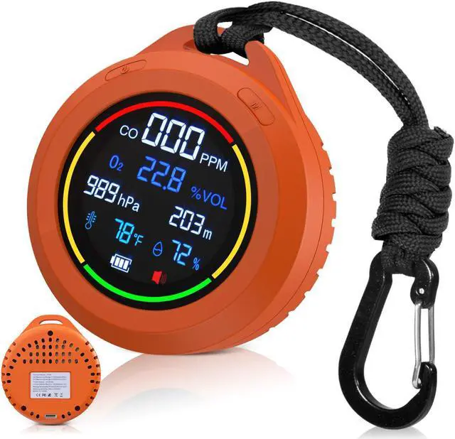 Main image of SQECH Carbon Monoxide Detectors,6-in-1 Air Quality Monitor Measures Carbon Monoxide/Oxygen/Altitude/Atmospheric Pressure/Temperature/Humidity,CO Detector with Alarm,for RV,Camping,Travel&Indoor