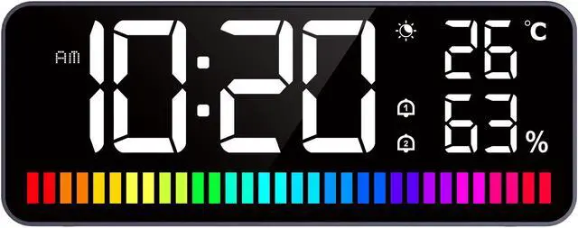 Main image of LED Clock with Rhythm Light Strip, Equipped with 15 Display Types/15 Display Colors/2 Brightness Adjustable RGB Color Light Strips, with 1200mAh Lithium Battery, Suitable for Bedroom, Living Room, Cam