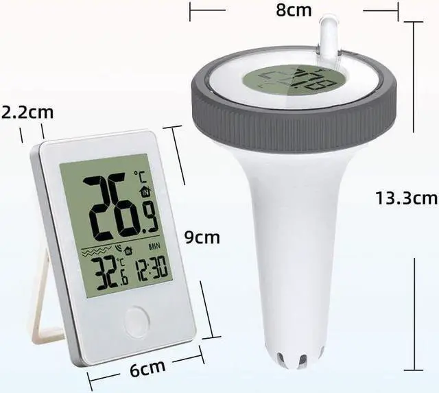 Alt view image 2 of 7 - DURFICST Digital Pool Water Thermometer, Easy-to-Read Digital Thermometer with Indoor Temperature and Humidity Monitor for Swimming Pools, Fishing Ponds, Bathtubs, Hot Tubs, Aquariums