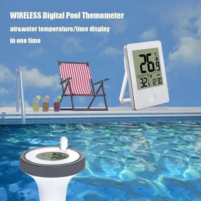 Alt view image 3 of 7 - DURFICST Digital Pool Water Thermometer, Easy-to-Read Digital Thermometer with Indoor Temperature and Humidity Monitor for Swimming Pools, Fishing Ponds, Bathtubs, Hot Tubs, Aquariums