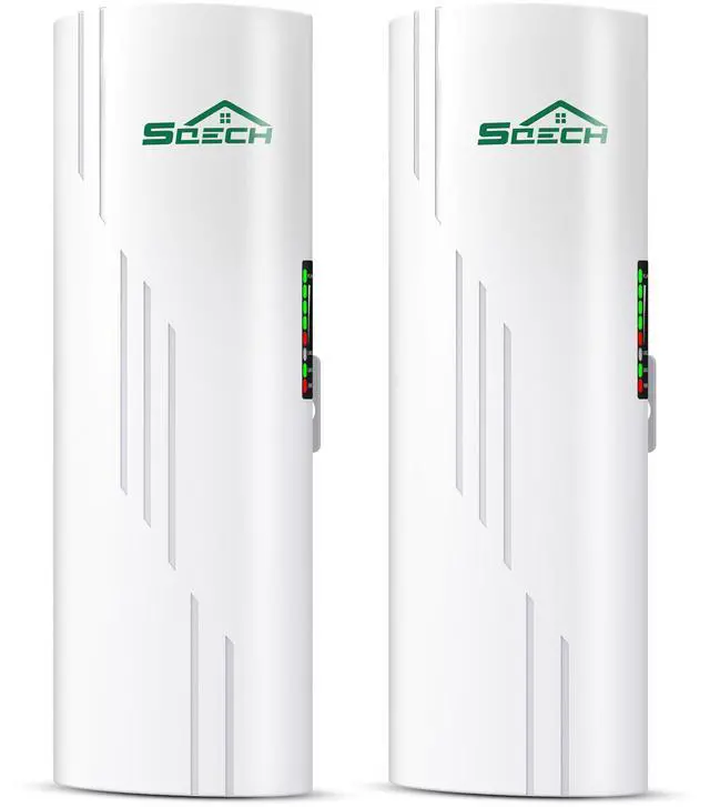 Main image of SQECH Wireless Bridge,Point to Point Wireless Bridge with 100/1000Mbps LAN Ports, 5KM 5.8G WiFi Bridge for PTP/PTMP with 16dBi High Gain Antenna,24V POE Adapter,RJ45 Ethernet Port,2 Pack