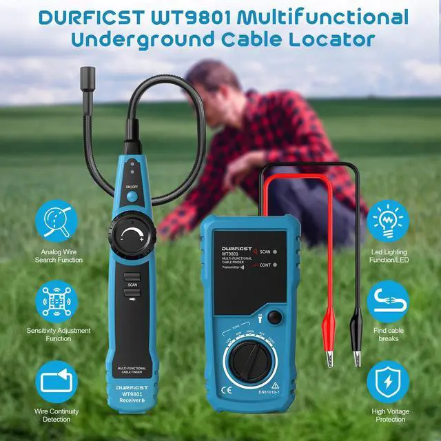 Alt view image 4 of 7 - DURFICST Underground Wire Locator, Multifunction Buried Wire Locator with 15-inch Metal Hose,Wire Break Locator for Dog Fence Wires,Underground Cables and Metal Pipelines