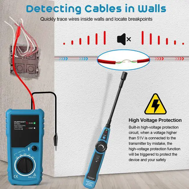 Alt view image 6 of 7 - DURFICST Underground Wire Locator, Multifunction Buried Wire Locator with 15-inch Metal Hose,Wire Break Locator for Dog Fence Wires,Underground Cables and Metal Pipelines
