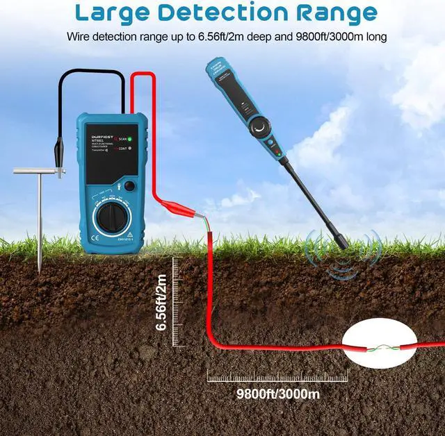 Alt view image 2 of 7 - DURFICST Underground Wire Locator, Multifunction Buried Wire Locator with 15-inch Metal Hose,Wire Break Locator for Dog Fence Wires,Underground Cables and Metal Pipelines
