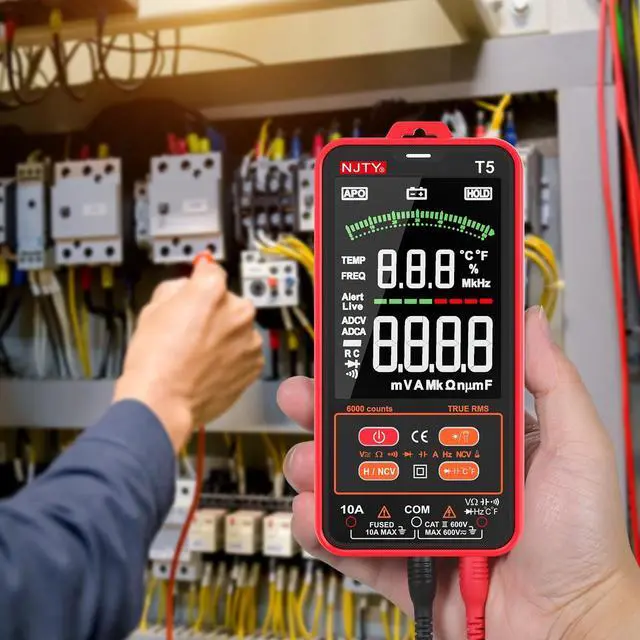 Alt view image 2 of 7 - DURFICST T5 6000 Counts True RMS Digital Multimeter Universal Tester 3.8 inch Large LCD Display Multi-Tester 600V Voltmeter 10A Ammeter AC/DC Voltage and Current Resistance Acitance Temperature