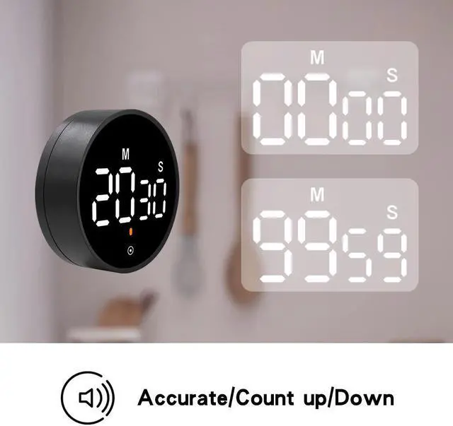 Alt view image 5 of 7 - DURFICST Digital Countdown Magnetic Egg Timer, Kitchen Timer for Kids,Rotating LED Countdown Timer 280 Digital Display Magnetic Multifunctional Timer Black, Kitchen Timer for Kids Digital Countdown