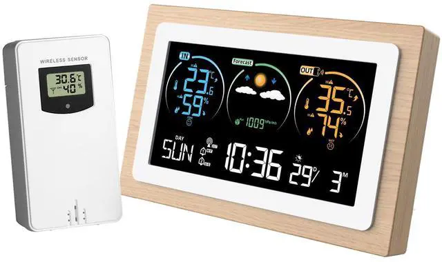 Main image of DURFICST Weather Station,FJ3399C Smart Weather Station with Clock Indoor and Outdoor Temperature and Humidity Measurement Multifunctional VA Large Color Screen Weather Clock