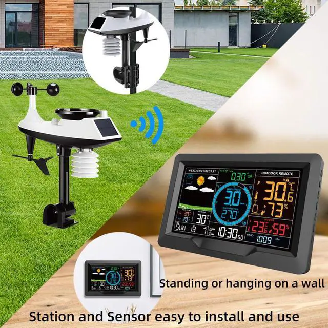 Alt view image 3 of 6 - DURFICST FJ3390A Multifunctional Professional Weather Station, Temperature, Humidity, Wind Speed and Precipitation Detection, Weather Forecast Clock