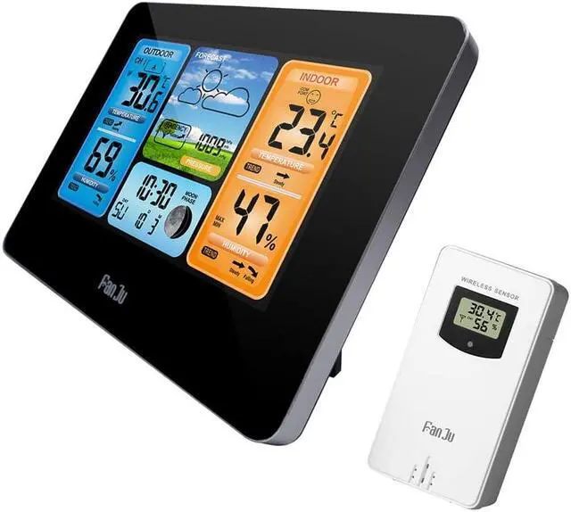 Main image of DURFICST FJ3373 Multifunction Digital Weather Station LCD Alarm Clock Indoor Outdoor Weather Forecast Barometer Thermometer Hygrometer with Wireless Outdoor Sensor USB Power Cord