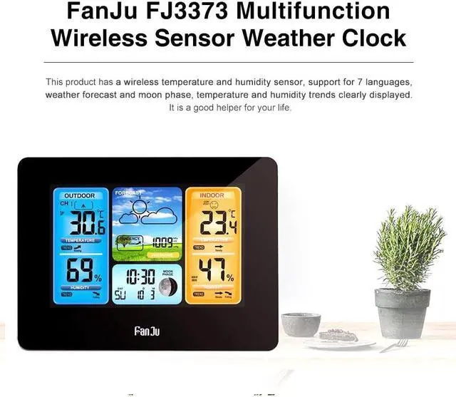 Alt view image 3 of 7 - DURFICST FJ3373 Multifunction Digital Weather Station LCD Alarm Clock Indoor Outdoor Weather Forecast Barometer Thermometer Hygrometer with Wireless Outdoor Sensor USB Power Cord