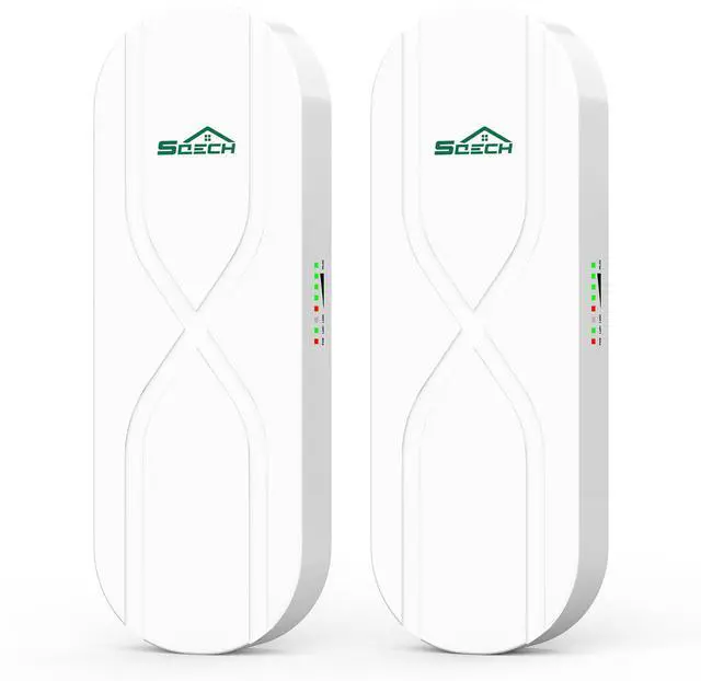 Main image of SQECH Wireless Bridge,WB503X-S Point to Point Wireless Bridge with 100/100Mbps LAN Ports, 3KM 5.8G WiFi Bridge for PTP/PTMP with 14dBi High Gain Antenna,24V-55V POE Power Supply,2 RJ45 LAN Port,2 Pack