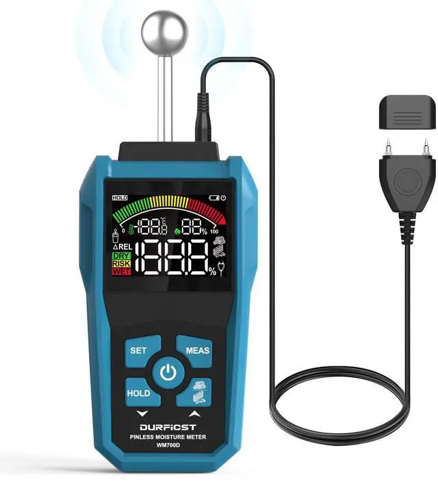 Main image of DURFICST Moisture Meter, Moisture Meter Wall, Pin&Pinless Moisture Meter with Color LCD and Acoustic Alarm, Detects 20-40 mm Walls, Wood, Masonry, Concrete and Other Building Materials