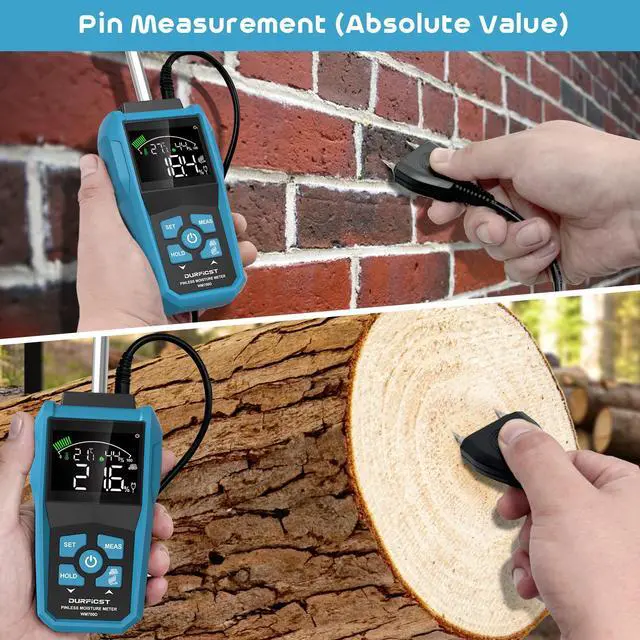 Alt view image 4 of 7 - DURFICST Moisture Meter, Moisture Meter Wall, Pin&Pinless Moisture Meter with Color LCD and Acoustic Alarm, Detects 20-40 mm Walls, Wood, Masonry, Concrete and Other Building Materials