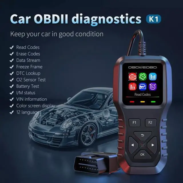Alt view image 2 of 7 - DURFICST K1 OBD2 Code Reader Automotive Scanner Car Check Engine Fault Diagnostic Tool