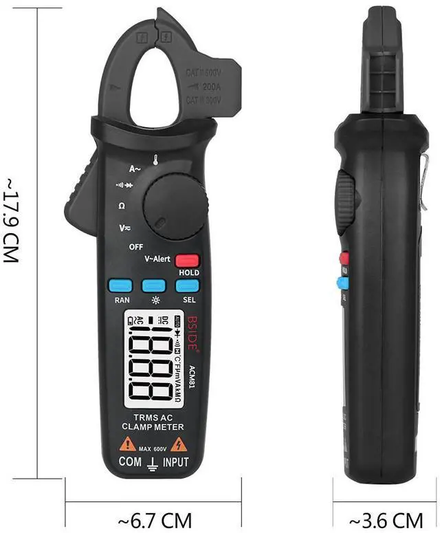 Alt view image 7 of 7 - DURFICST ACM81 Leakage Current Clamp Meter 2000 Counts Multimeter Auto Range Current Voltage Tester AC DC Ammeters High Precision Digital Display Current Sensor