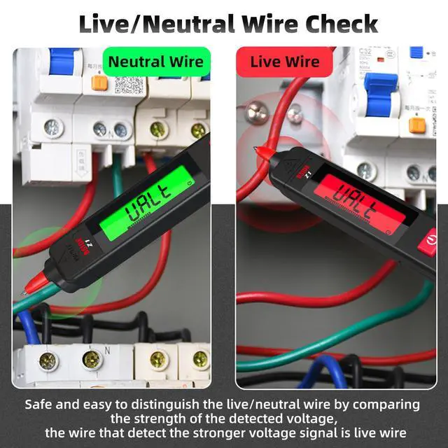 Alt view image 2 of 7 - DURFICST Z1 Single-Pole Non-Contact Voltage Tester Kit Automatic Multimeter with Crocodile Clips, Extension Probes, 2m Test Cable, Voltage Ohm Continuity Phase Capacitance Diode Tester