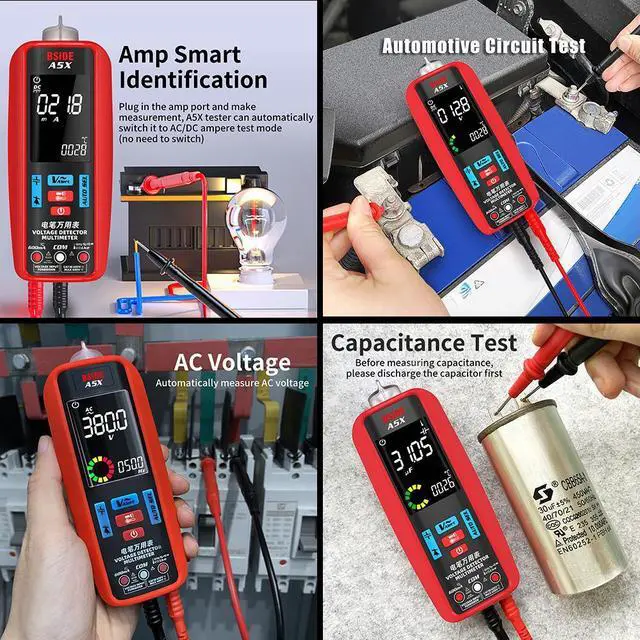 Alt view image 5 of 6 - DURFICST Smart Digital Multimeter Color LCD Auto Current Tester with Temperature Probe VFD Voltage Tester Capacitance Resistance Hz Diode with Case and Rechargeable Battery