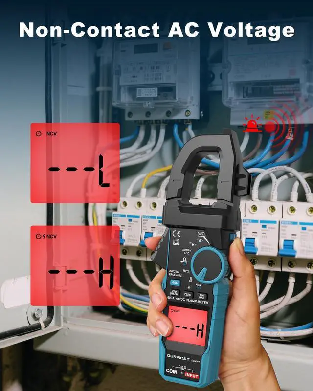 Alt view image 4 of 7 - DURFICST Clamp Meter Digital Inrush Clamp Multimeter AC/DC 600A 6000 Counts Amp Voltage Tester with VFD, LOZ Mode,Measures AC/DC Current Voltage NCV Temperature Resistance Capacitance Frequency