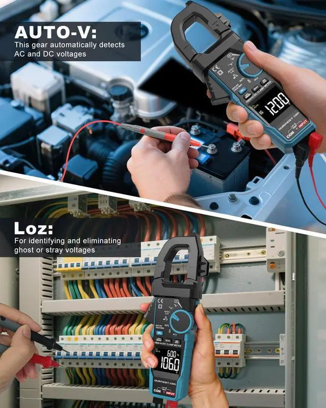 Alt view image 3 of 7 - DURFICST Clamp Meter  Digital Inrush Clamp Multimeter AC/DC 1000A 6000 Counts Amp Voltage Tester with VFD, LOZ Mode,Measures AC/DC Current Voltage NCV Temperature Resistance Capacitance Frequency