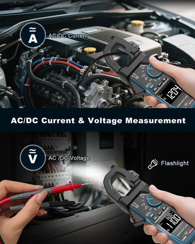 Alt view image 7 of 7 - DURFICST Clamp Meter  Digital Inrush Clamp Multimeter AC/DC 1000A 6000 Counts Amp Voltage Tester with VFD, LOZ Mode,Measures AC/DC Current Voltage NCV Temperature Resistance Capacitance Frequency
