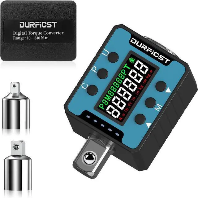 Main image of DURFICST Digital Torque Wrench, 1/2" Digital Torque Adapter with Backlight/Alarm, Electronic Torque Wrench Converter with ±2% Accuracy, Range 4-135 N.m,Buzzer and LED Indicator, for Automotive Repair