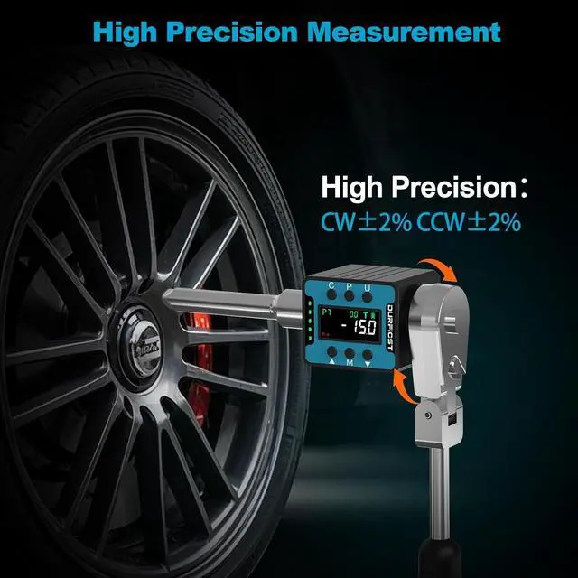 Alt view image 2 of 7 - DURFICST Digital Torque Wrench, 1/2" Digital Torque Adapter with Backlight/Alarm, Electronic Torque Wrench Converter with ±2% Accuracy, Range 4-135 N.m,Buzzer and LED Indicator, for Automotive Repair