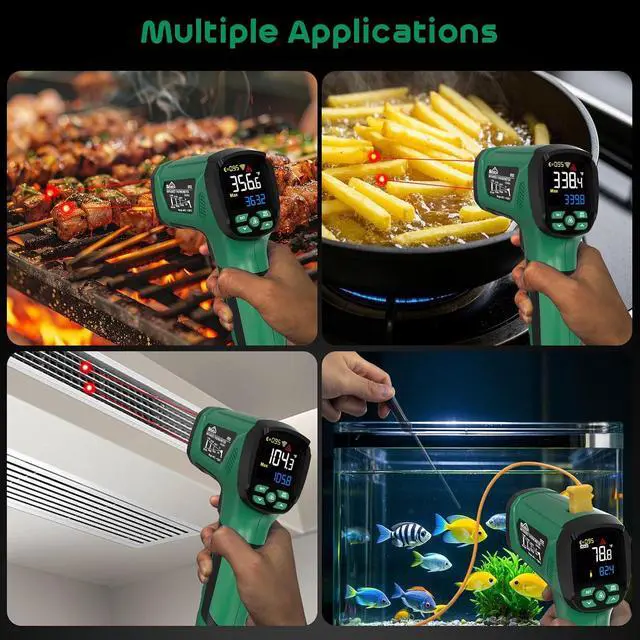 Alt view image 7 of 7 - Infrared Thermometer Gun,SQECH Laser Thermometer Gun -40~2192(-40~1200),50:1 Non-Contact High Temp Thermometer with Thermocouple Probe,Color Backlight,Adjustable Emissivity,for Industry&Home