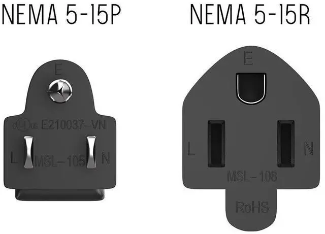 Alt view image 6 of 7 - Cable Leader 8ft NEMA 5-15P to 5-15R Heavy Duty Power Extension Cord 16AWG, Black