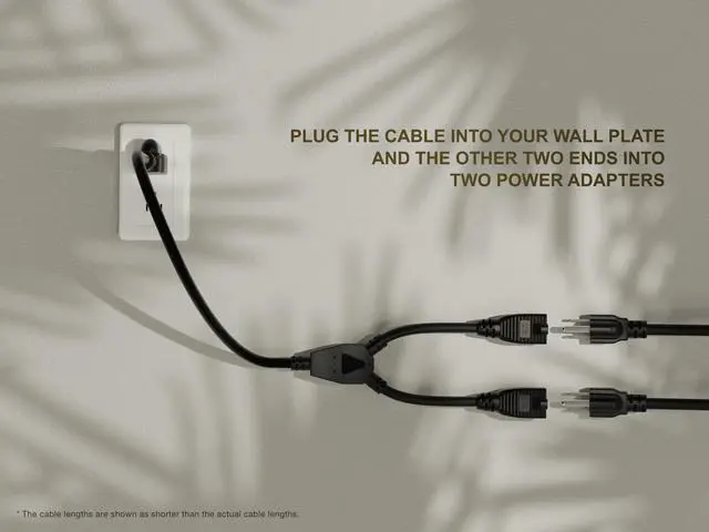 Alt view image 10 of 11 - Cable Leader Power Cord Splitter Cable for 2 NEMA 5-15R to 1 NEMA 5-15P (72 inches / 16 AWG)
