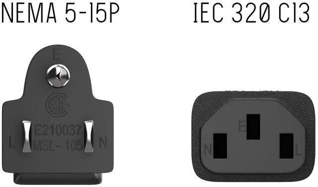 Alt view image 5 of 7 - CableLeader 20ft 18 AWG Universal Power Cord IEC320 C13 to NEMA 5-15P, Extension Power Cord, Compatible with Computers, Monitors, Printers & TVs, Black