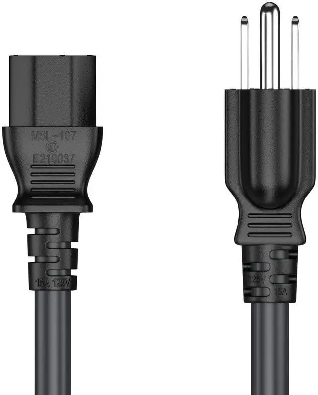 Alt view image 2 of 7 - CableLeader 10ft 14 AWG Universal Power Cord IEC320 C13 to NEMA 5-15P, Extension Power Cord, Compatible with Computers, Monitors, Printers & TVs, Black, Pack of 1