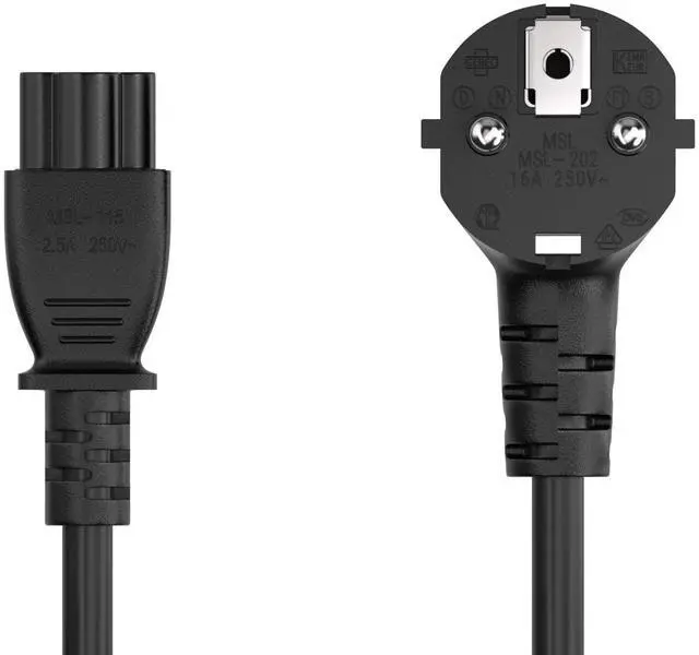 Alt view image 4 of 8 - cable leader 6ft 18 awg right angle european 3-prong notebook power cord cee 7/7 to iec320 c5
