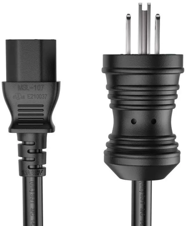 Alt view image 2 of 5 - CableLeader 6ft 14 AWG NEMA 5-15P to IEC320 C13 Hospital Grade Power Cord, 15A/125V, SJT, Green Dot Medical Power Cable for Medical Devices, Computer & Monitor, UL Listed, Black