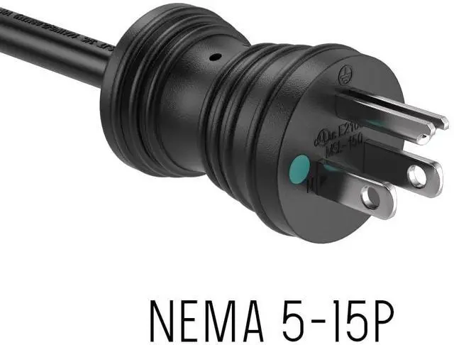 Alt view image 3 of 5 - CableLeader 6ft 14 AWG NEMA 5-15P to IEC320 C13 Hospital Grade Power Cord, 15A/125V, SJT, Green Dot Medical Power Cable for Medical Devices, Computer & Monitor, UL Listed, Black