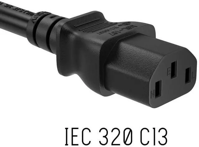 Alt view image 4 of 5 - CableLeader 6ft 14 AWG NEMA 5-15P to IEC320 C13 Hospital Grade Power Cord, 15A/125V, SJT, Green Dot Medical Power Cable for Medical Devices, Computer & Monitor, UL Listed, Black