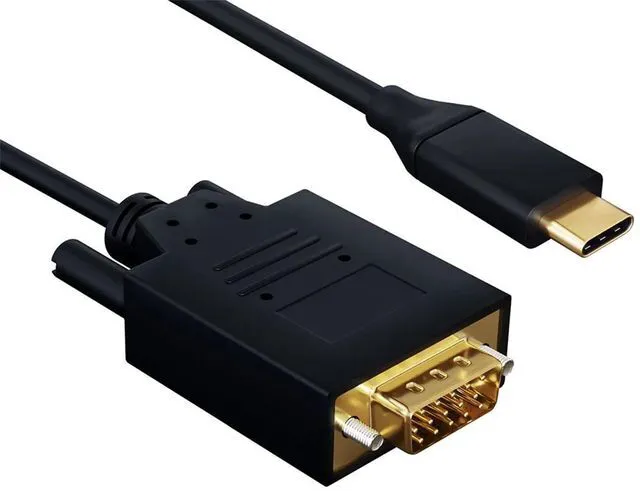 Main image of CableLeader 6ft USB 3.1 Type C to VGA Cable, 1920x1200@60Hz, Male to Male, Compatible with iPhone 15 Pro/Max, MacBook Pro/Air 2023, iPad Pro, iMac, S23, XPS 17, Surface Book 3 & More, Black