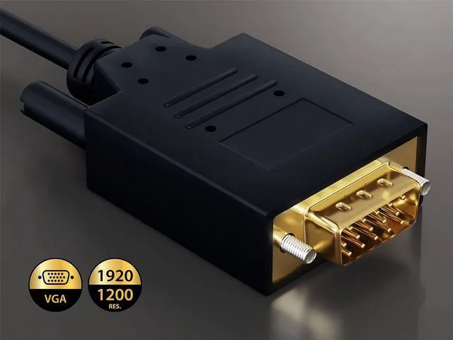 Alt view image 2 of 6 - CableLeader 6ft USB 3.1 Type C to VGA Cable, 1920x1200@60Hz, Male to Male, Compatible with iPhone 15 Pro/Max, MacBook Pro/Air 2023, iPad Pro, iMac, S23, XPS 17, Surface Book 3 & More, Black