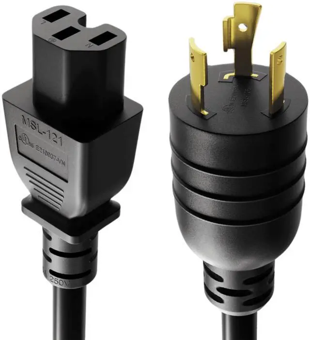 Alt view image 4 of 6 - CableLeader 6ft NEMA L6-20P to C15 Heavy-Duty Locking Power Cord 14 AWG 15A/250V SJT High Voltage Extension Cord, Twist-Locking Cord, UL Listed, Black