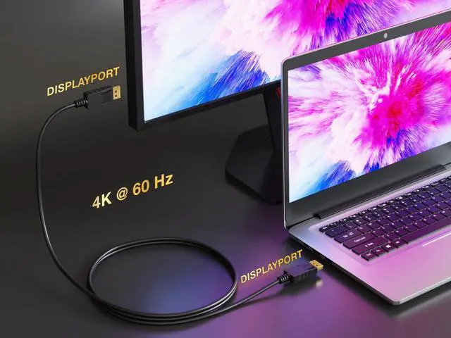 Alt view image 4 of 5 - CableLeader 25ft Gold Plated Premium DisplayPort to DisplayPort Male to Male Cable with Latches, 4K Ultra HD with Audio, 28 AWG, for Monitor, Graphics Card, TV & Laptop, Black